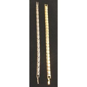 **SALE Vintage Gold Tone Silver Tone Stainless Steel Line Bracelets**